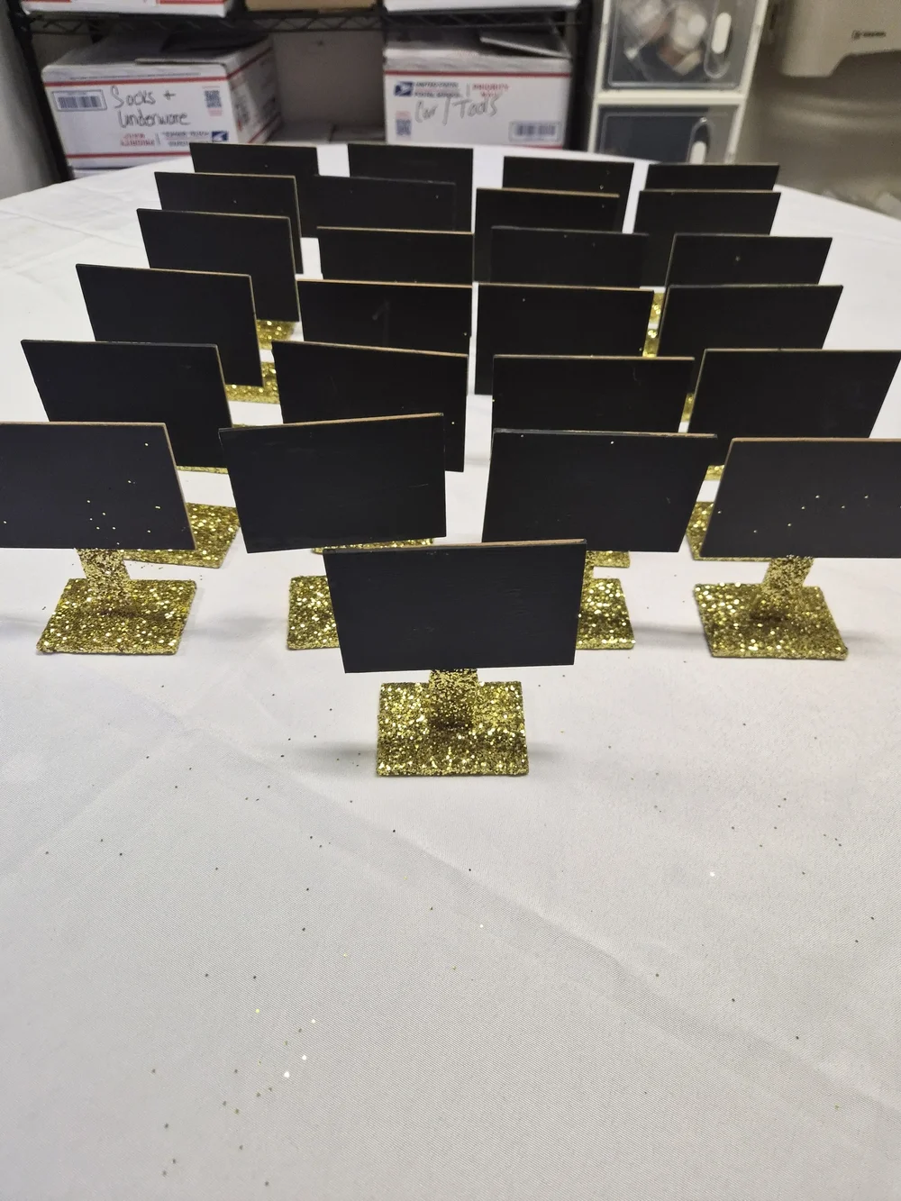 Gold Glitter Tabel Number Black Signs - Party Table Decor